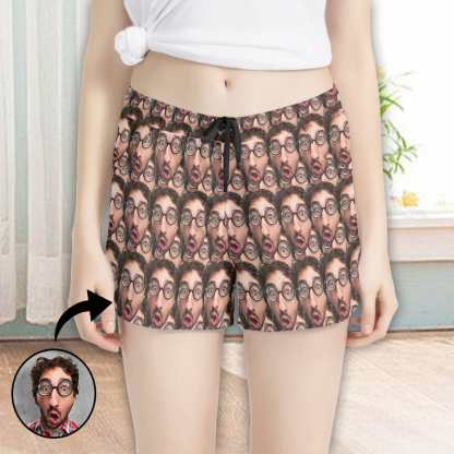 FacePajamas Pajama Pants Custom Face Women's Pajama Shorts Personalized Funny Face Sleepwear Shorts