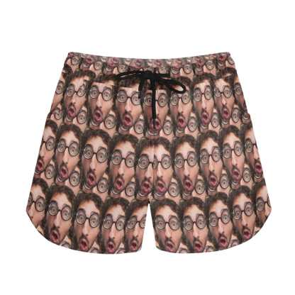 FacePajamas Pajama Pants Custom Face Women's Pajama Shorts Personalized Funny Face Sleepwear Shorts