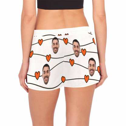 FacePajamas Pajama Shirt&Pants Custom Face Women's Pajama Shorts Personalized Love Heart Sleepwear Shorts