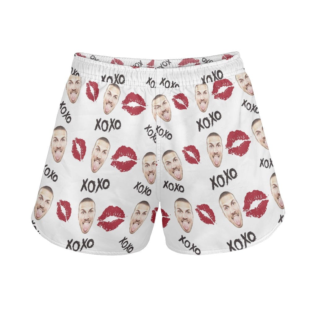 FacePajamas Pajama Pants Custom Face Women's Pajama Shorts Personalized Red Lips Sleepwear Shorts