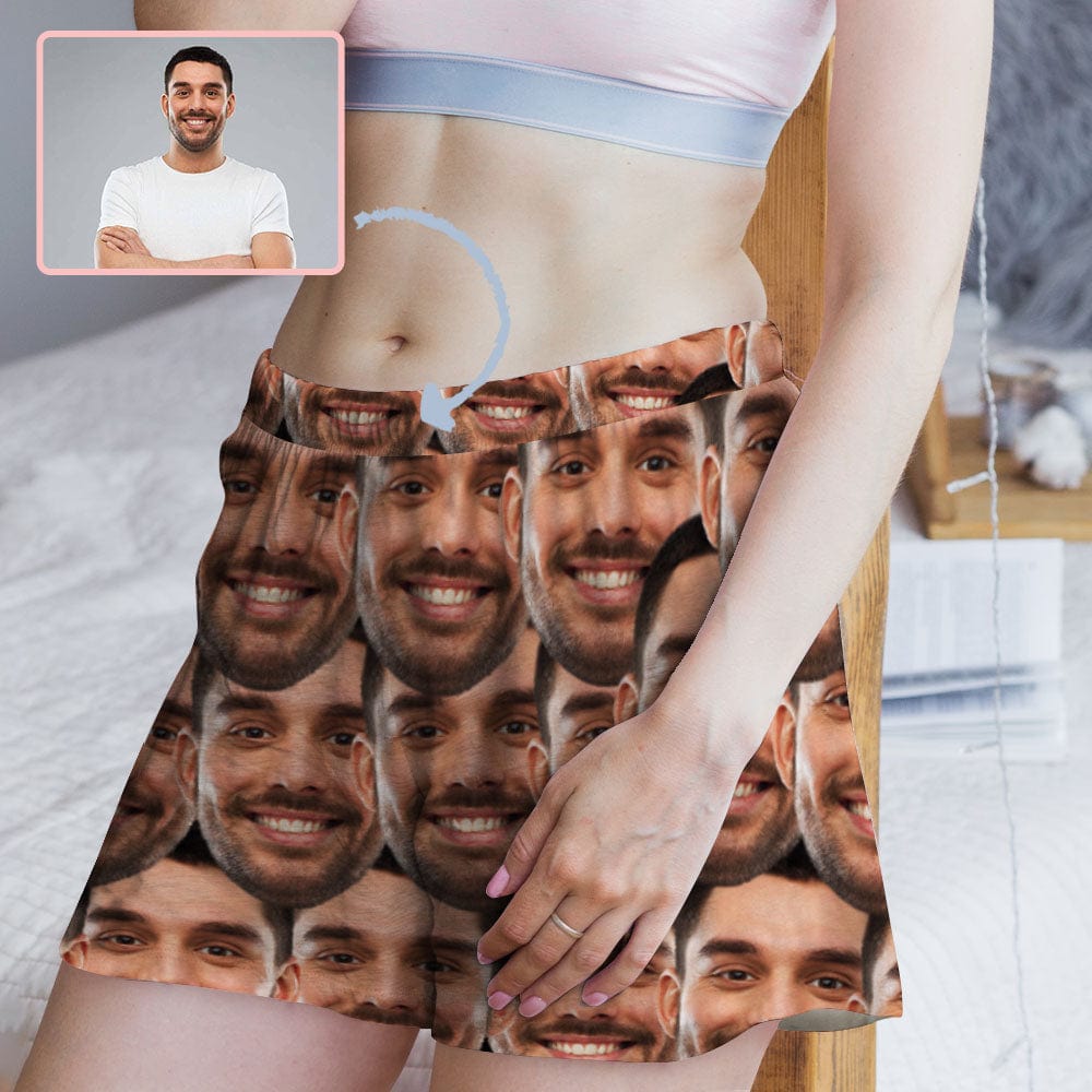 FacePajamas Pajama Shirt&Pants Custom Face Women's Pajama Shorts Personalized Seamless Face Sleepwear Shorts
