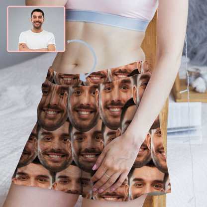 FacePajamas Pajama Shirt&Pants Custom Face Women's Pajama Shorts Personalized Seamless Face Sleepwear Shorts