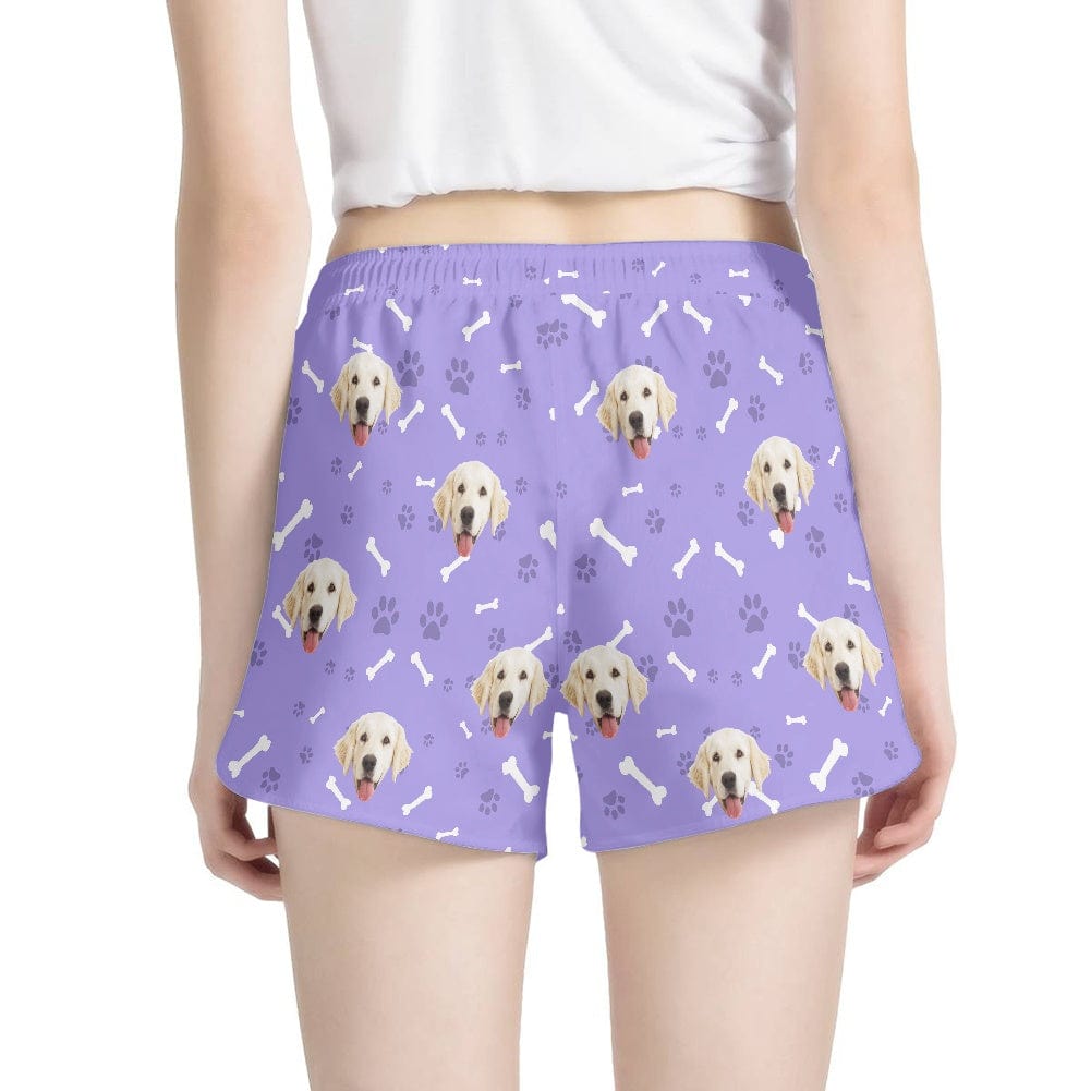 FacePajamas Pajama Pants Custom Face Women's Pajama Shorts Personalized Smiley Dog Sleepwear Shorts