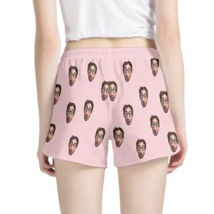 FacePajamas Pajama Pants Custom Face Women's Pajama Shorts Personalized Solid Color Sleepwear Shorts
