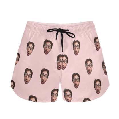 FacePajamas Pajama Pants Custom Face Women's Pajama Shorts Personalized Solid Color Sleepwear Shorts