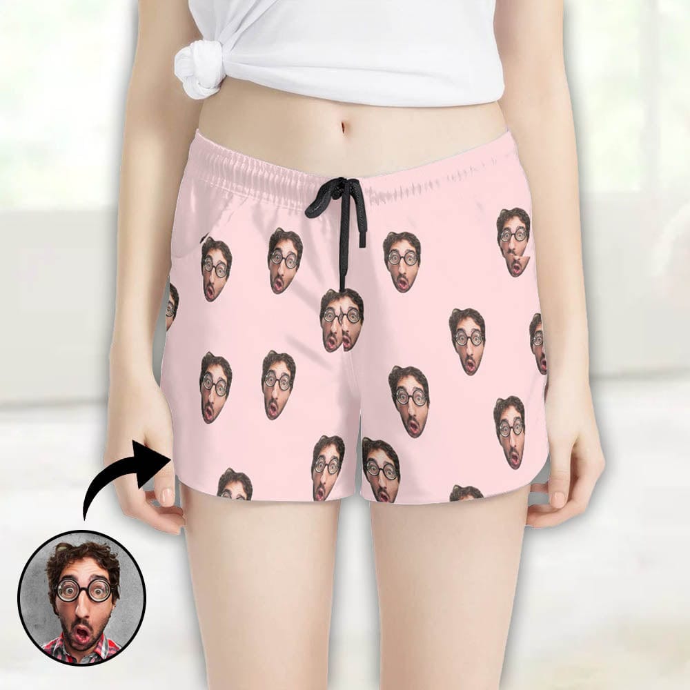 FacePajamas Pajama Pants Custom Face Women's Pajama Shorts Personalized Solid Color Sleepwear Shorts