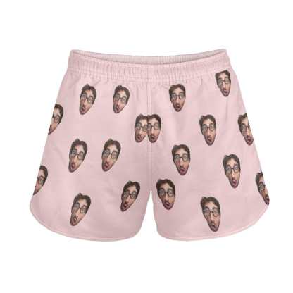 FacePajamas Pajama Pants Custom Face Women's Pajama Shorts Personalized Solid Color Sleepwear Shorts
