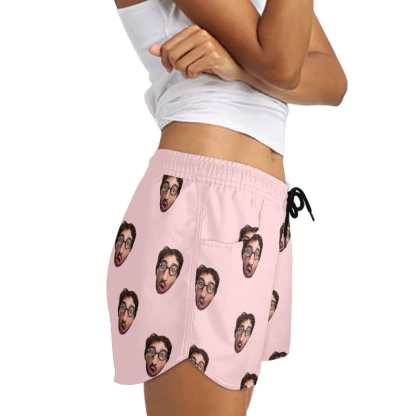 FacePajamas Pajama Pants Custom Face Women's Pajama Shorts Personalized Solid Color Sleepwear Shorts