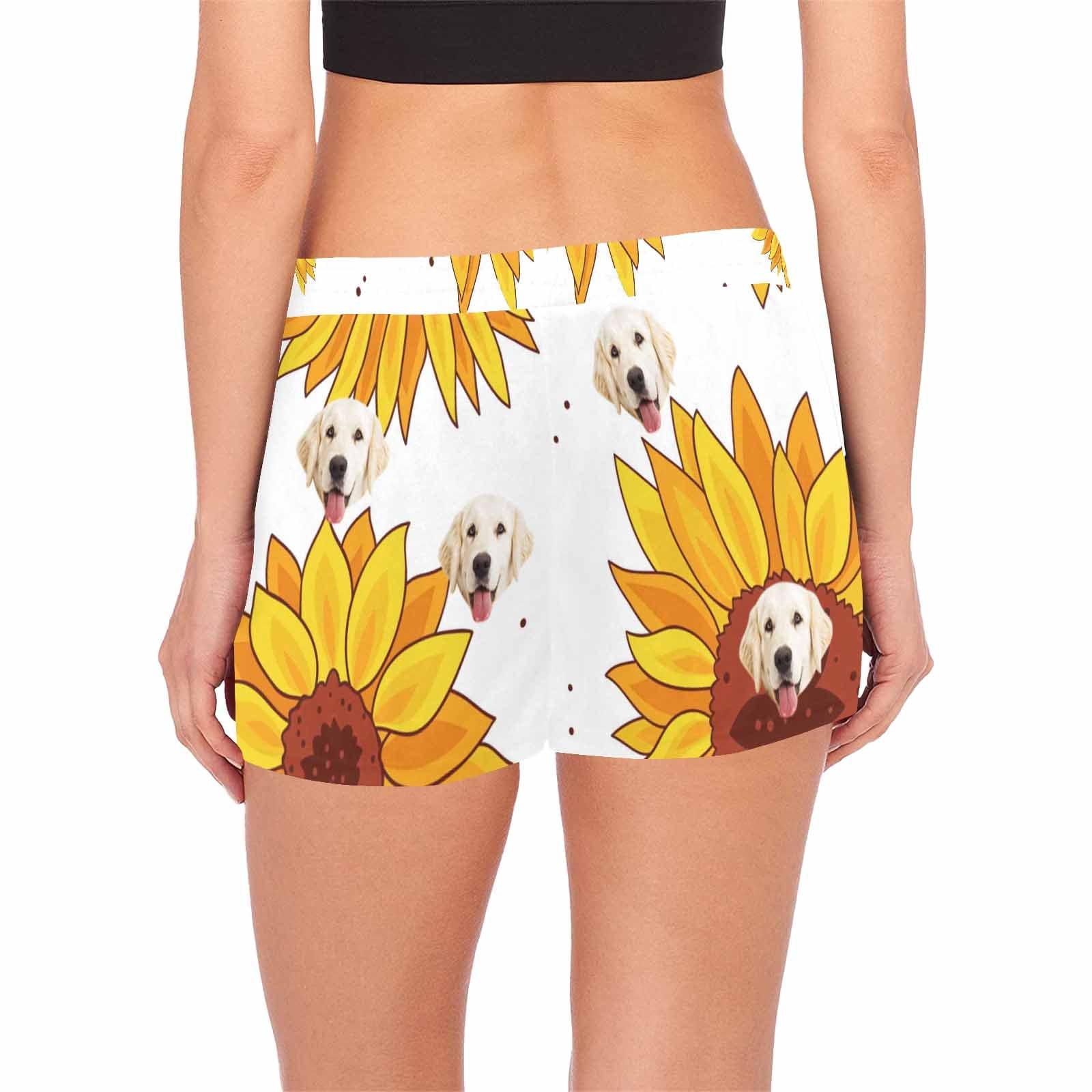 FacePajamas Pajama Shirt&Pants Custom Face Women's Pajama Shorts Personalized Sunflower Sleepwear Shorts