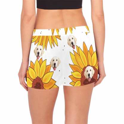 FacePajamas Pajama Shirt&Pants Custom Face Women's Pajama Shorts Personalized Sunflower Sleepwear Shorts