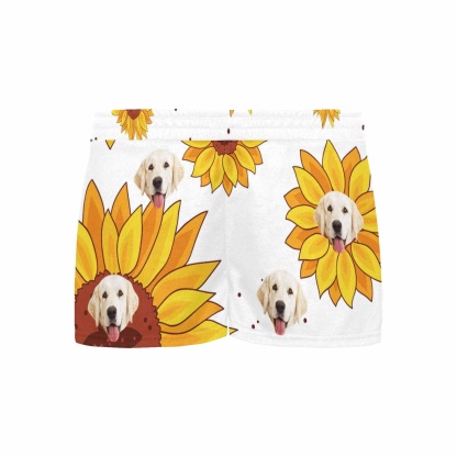 FacePajamas Pajama Shirt&Pants Custom Face Women's Pajama Shorts Personalized Sunflower Sleepwear Shorts