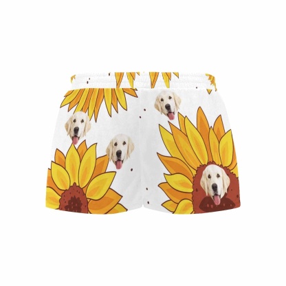 FacePajamas Pajama Shirt&Pants Custom Face Women's Pajama Shorts Personalized Sunflower Sleepwear Shorts