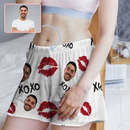 FacePajamas Pajama Shirt&Pants Custom Face Women's Pajama Shorts Personalized XXOO Sleepwear Shorts