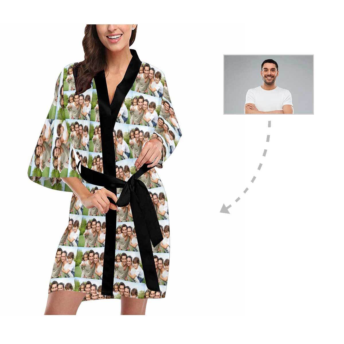 FacePajamas Pajama Custom Family Photo Women's Short Pajamas Personalized Photo Pajamas Kimono Robe