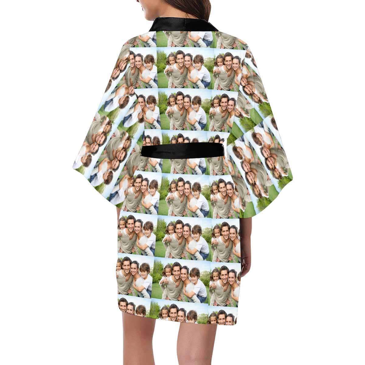 FacePajamas Pajama Custom Family Photo Women's Short Pajamas Personalized Photo Pajamas Kimono Robe