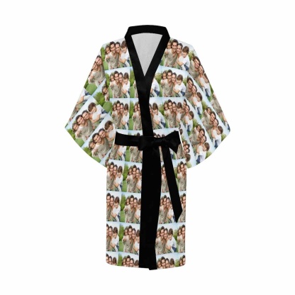 FacePajamas Pajama Custom Family Photo Women's Short Pajamas Personalized Photo Pajamas Kimono Robe