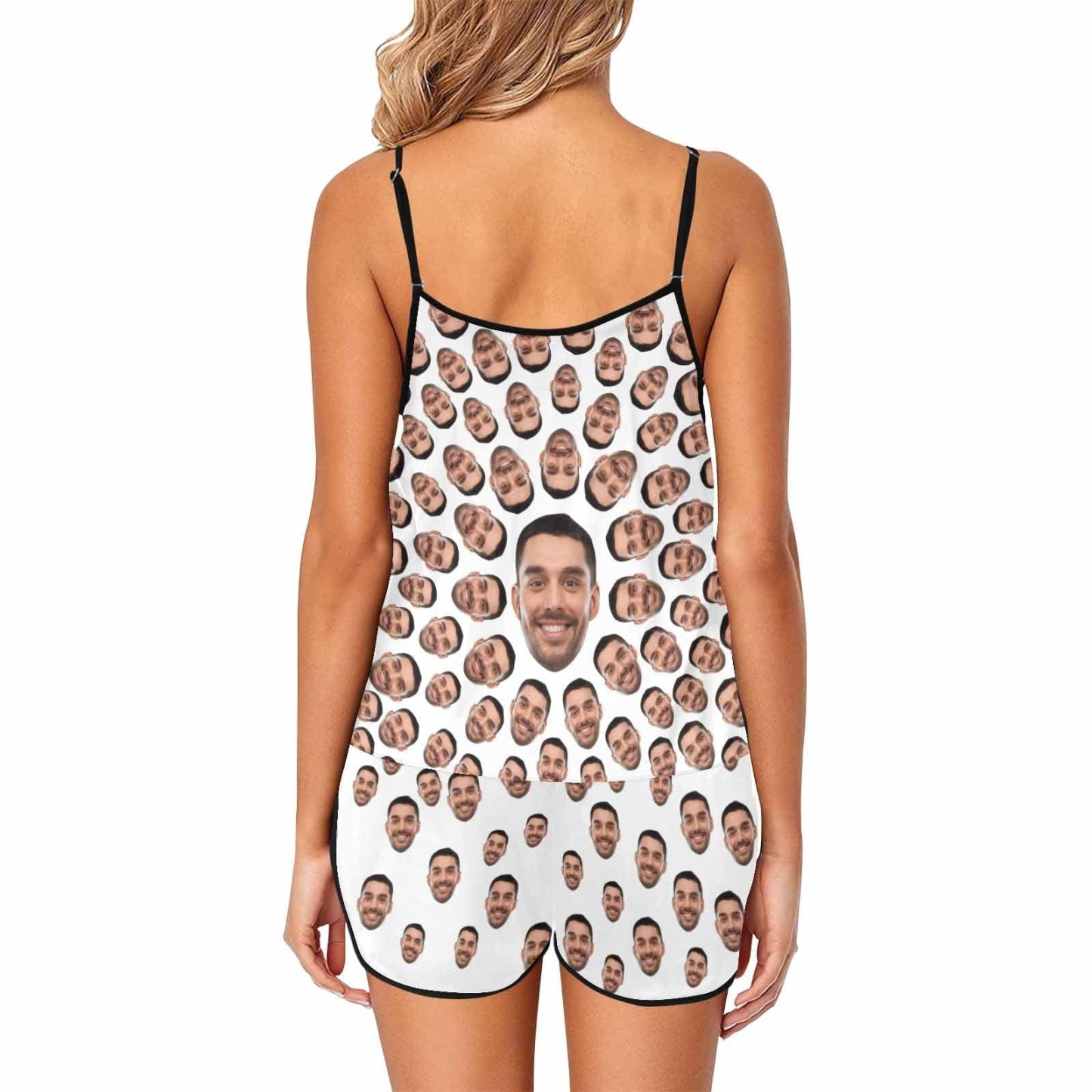 FacePajamas Pajama Custom Huaband Face Pajamas Sleepwear with White Background Personalized Women's Sexy Cami Pajamas Set