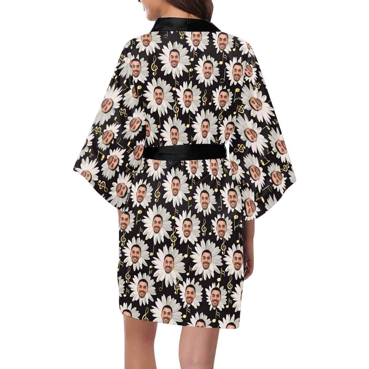 FacePajamas Pajama Custom Husband Face Chrysanthemum Women's Summer Short Pajamas Funny Personalized Photo Pajamas Kimono Robe