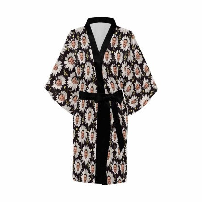 FacePajamas Pajama Custom Husband Face Chrysanthemum Women's Summer Short Pajamas Funny Personalized Photo Pajamas Kimono Robe