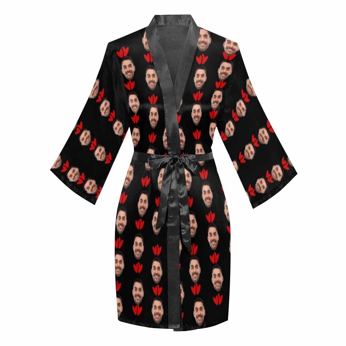 FacePajamas Pajama Custom Husband Face I'm Nuts About You Women's Short Pajamas Funny Personalized Photo Pajamas Kimono Robe