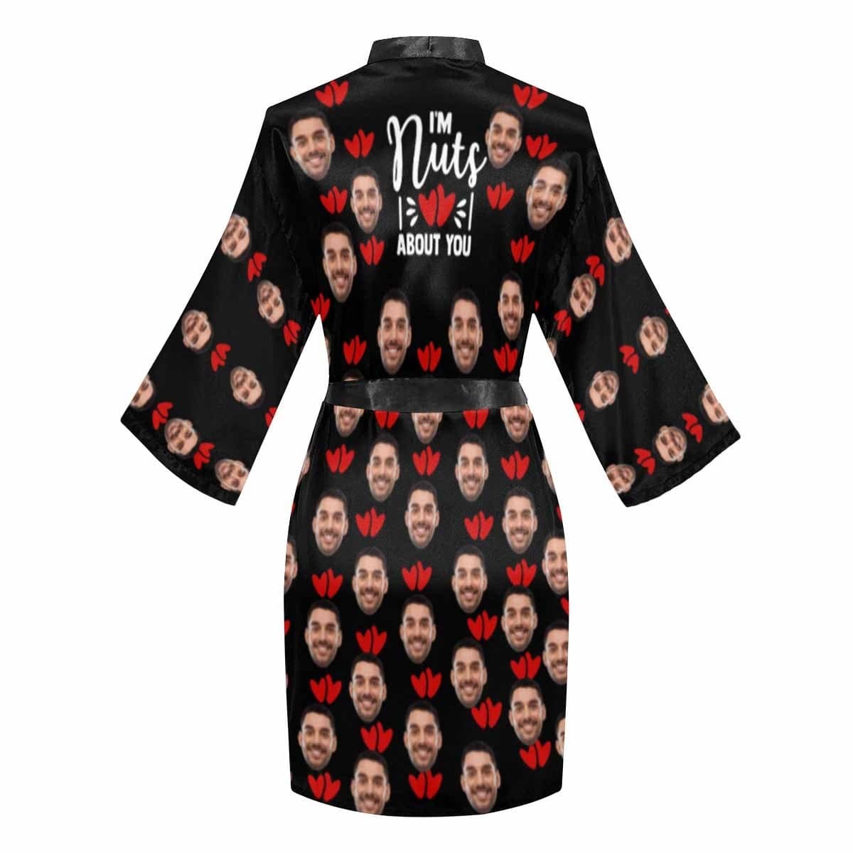 FacePajamas Pajama Custom Husband Face I'm Nuts About You Women's Short Pajamas Funny Personalized Photo Pajamas Kimono Robe