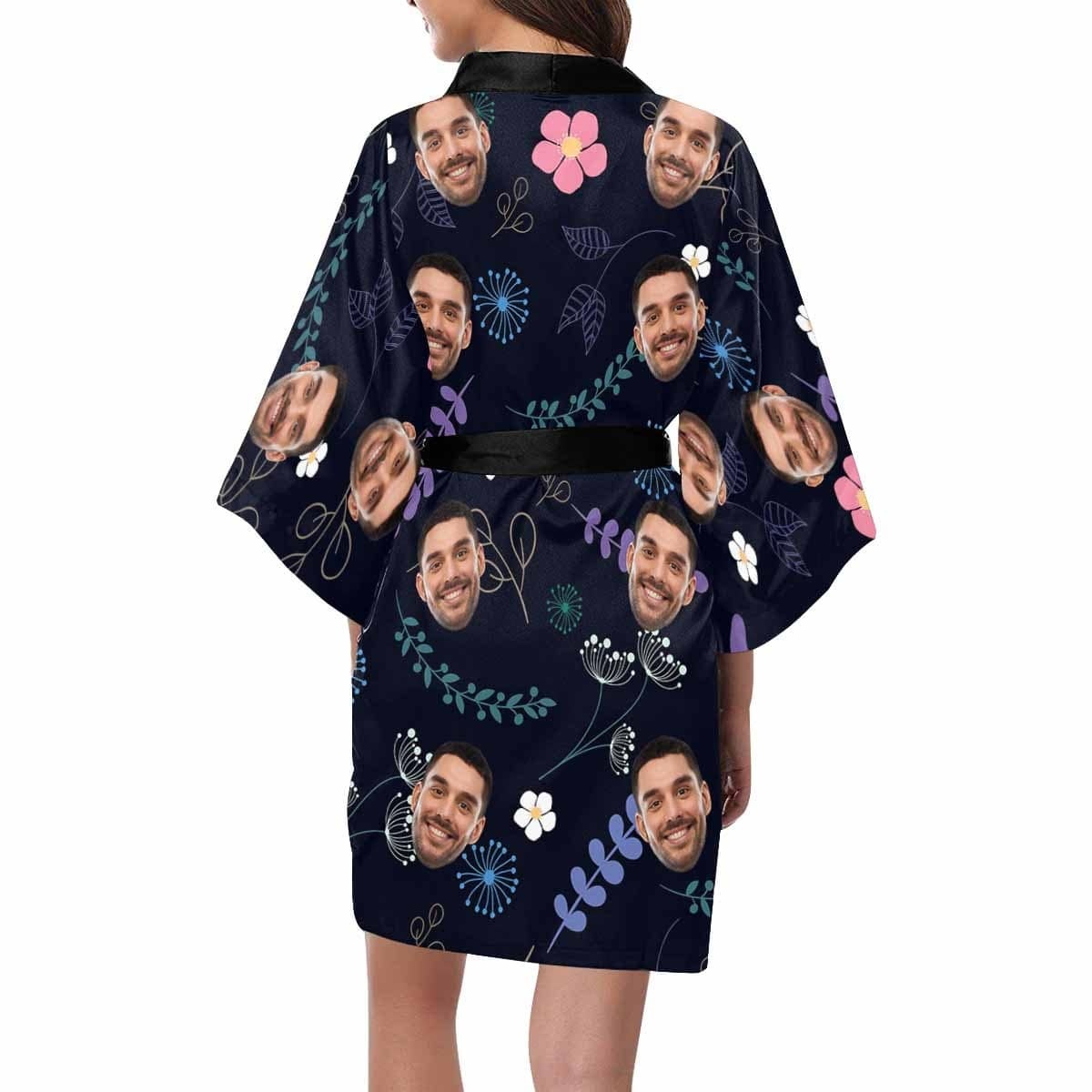 FacePajamas Pajama Custom Husband Face Leaf Women's Short Sleepwear Funny Personalized Photo Pajamas Kimono Robe