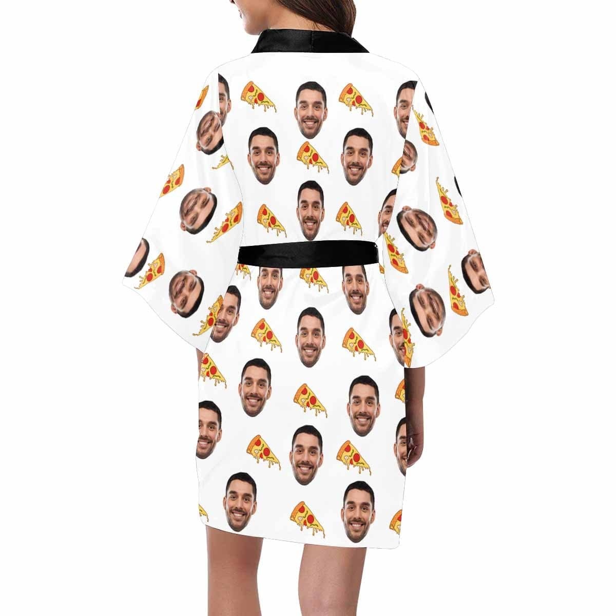FacePajamas Pajama Custom Husband Face Pizza Women's Summer Short Sleepwear Funny Personalized Photo Pajamas Kimono Robe