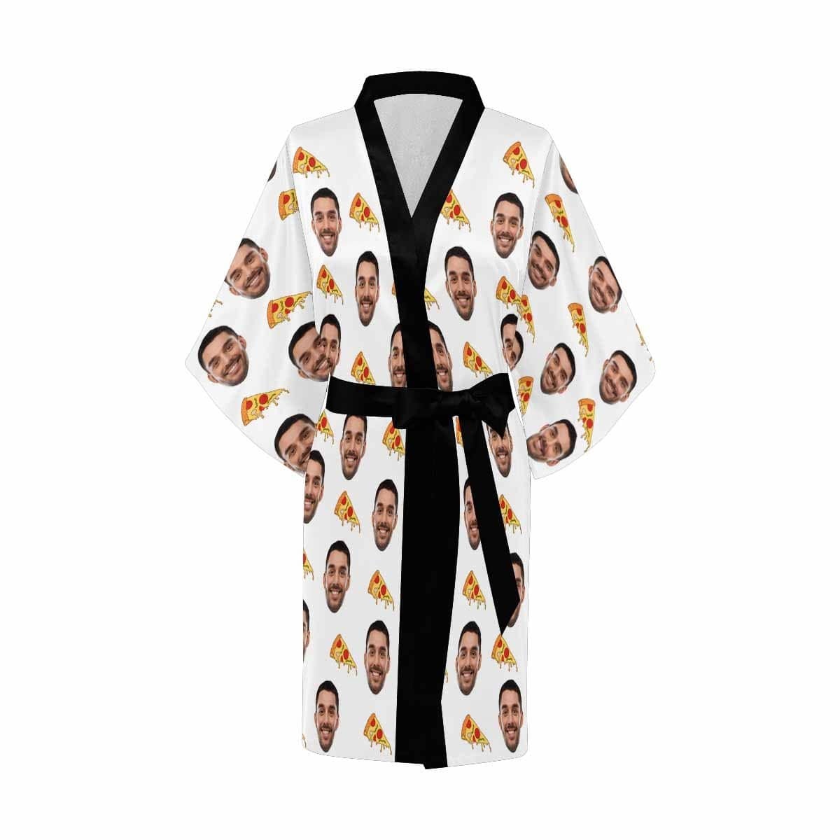 FacePajamas Pajama Custom Husband Face Pizza Women's Summer Short Sleepwear Funny Personalized Photo Pajamas Kimono Robe