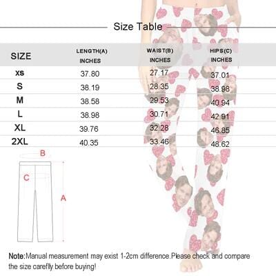 FacePajamas Pajama Shirt&Pants Custom Husband Face Heart Red Background Sleepwear Personalized Photo Women's Pajama Free Match