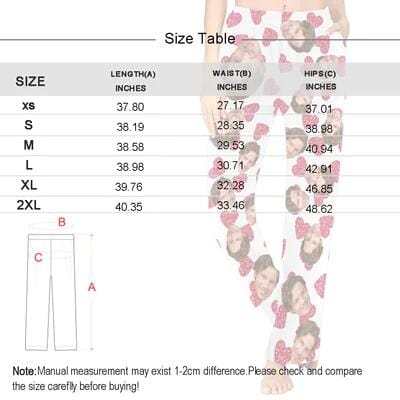 FacePajamas Pajama Shirt&Pants Custom Husband Face Heart Red Background Sleepwear Personalized Photo Women's Pajama Free Match