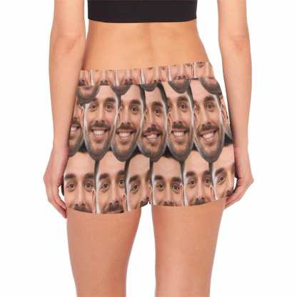 FacePajamas Pajama Shirt&Pants Custom Husband Face Seamless Sleepwear Personalized Photo Women's Pajama T-Shirt&Shorts&Pants Free Match