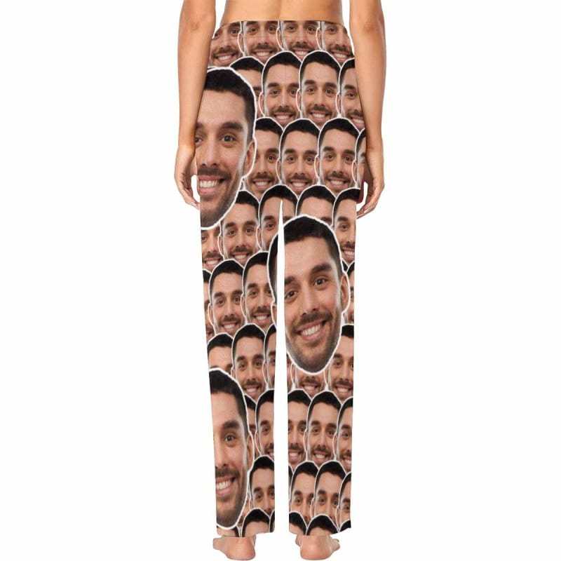 FacePajamas Pajama Shirt&Pants Custom Husband Face Seamless Sleepwear Personalized Photo Women's Pajama T-Shirt&Shorts&Pants Free Match