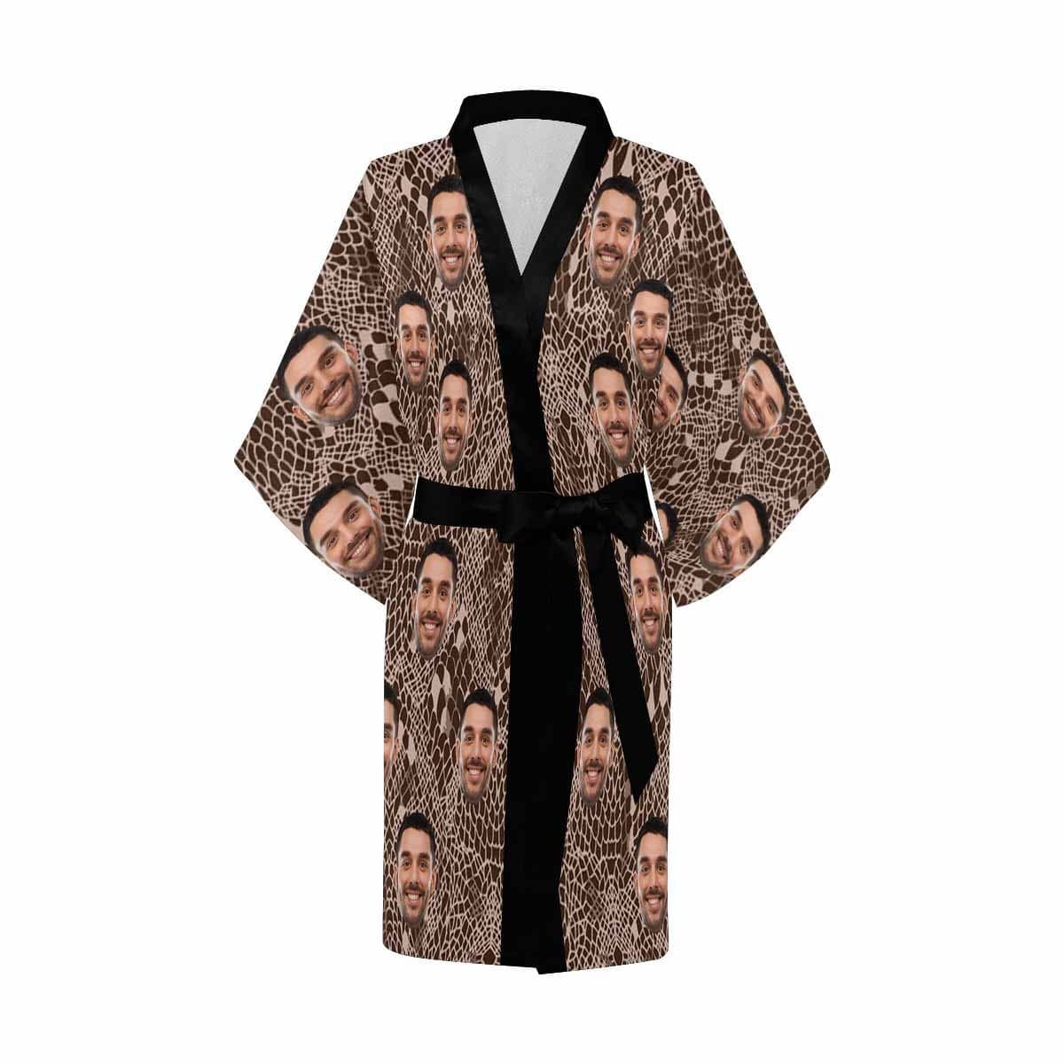 FacePajamas Pajama Custom Husband Face Snake Pattern Women's Summer Short Pajamas Funny Personalized Photo Pajamas Kimono Robe