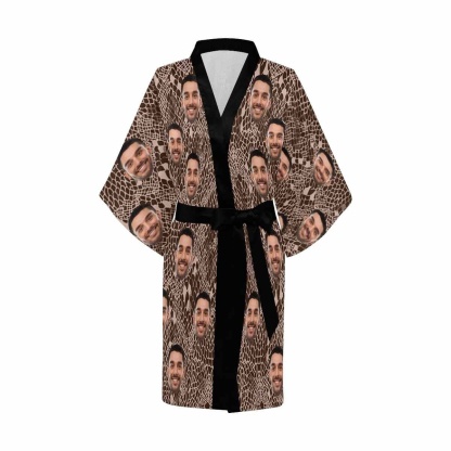 FacePajamas Pajama Custom Husband Face Snake Pattern Women's Summer Short Pajamas Funny Personalized Photo Pajamas Kimono Robe