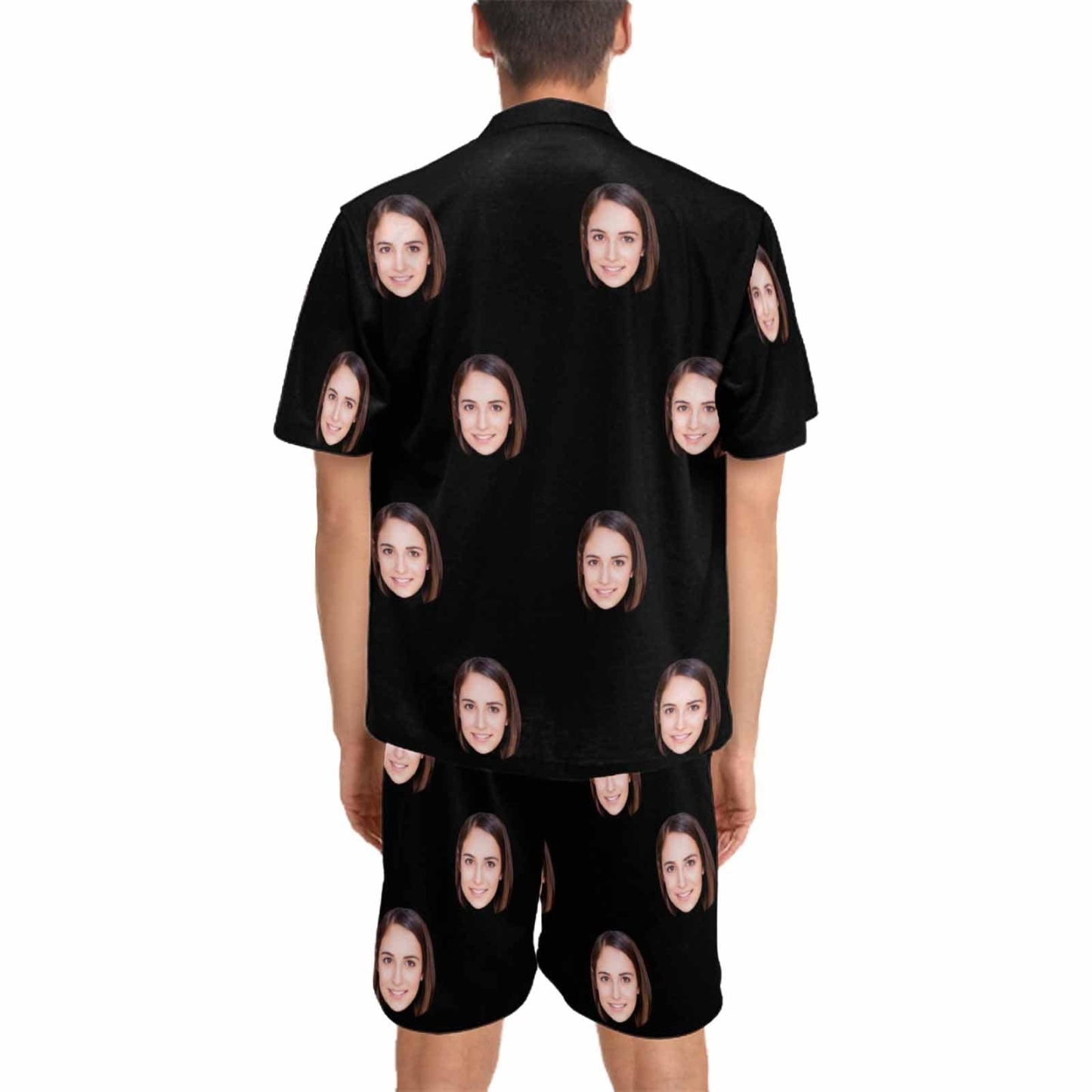 FacePajamas Pajama Custom Lover Face Pajamas for Him Summer Loungewear Personalized Men's V-Neck Short Sleeve Pajama Set