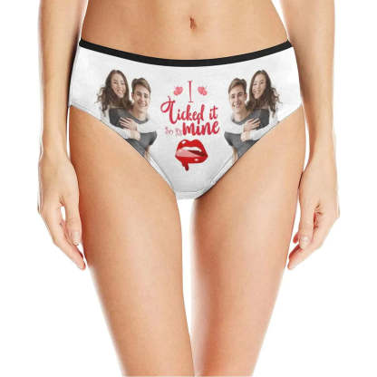 FacePajamas Women Underwear Custom Men's Face Underwear Personalized I Licked it So It's Mine Women's High-cut Briefs Valentine's Gift for Girlfriend or Wife