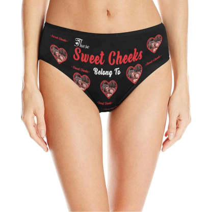 FacePajamas Women Underwear Custom Men's Face Underwear Personalized Sweet Cheeks Women's High-cut Briefs Valentine's Gift for Girlfriend or Wife
