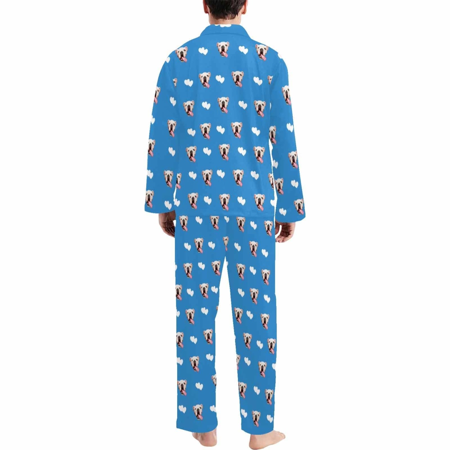 FacePajamas Custom Men's Long V-Neck Pajama Set Valentine's Day with My Special Sweetheart