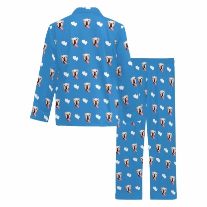 FacePajamas Custom Men's Long V-Neck Pajama Set Valentine's Day with My Special Sweetheart