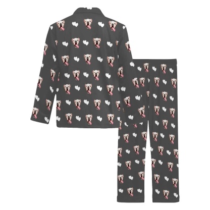 FacePajamas Custom Men's Long V-Neck Pajama Set Valentine's Day with My Special Sweetheart