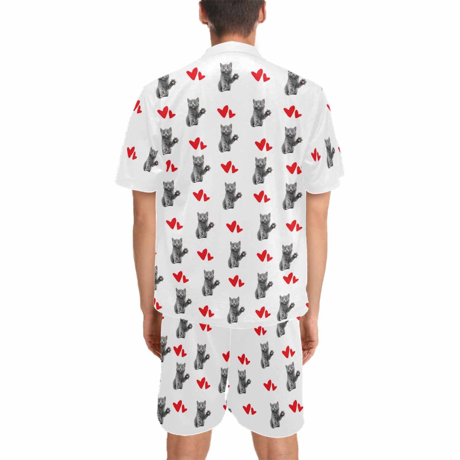 FacePajamas Pet Pajama Custom Men's Short V-Neck Pajama Set Valentine's Day with My Special Sweetheart