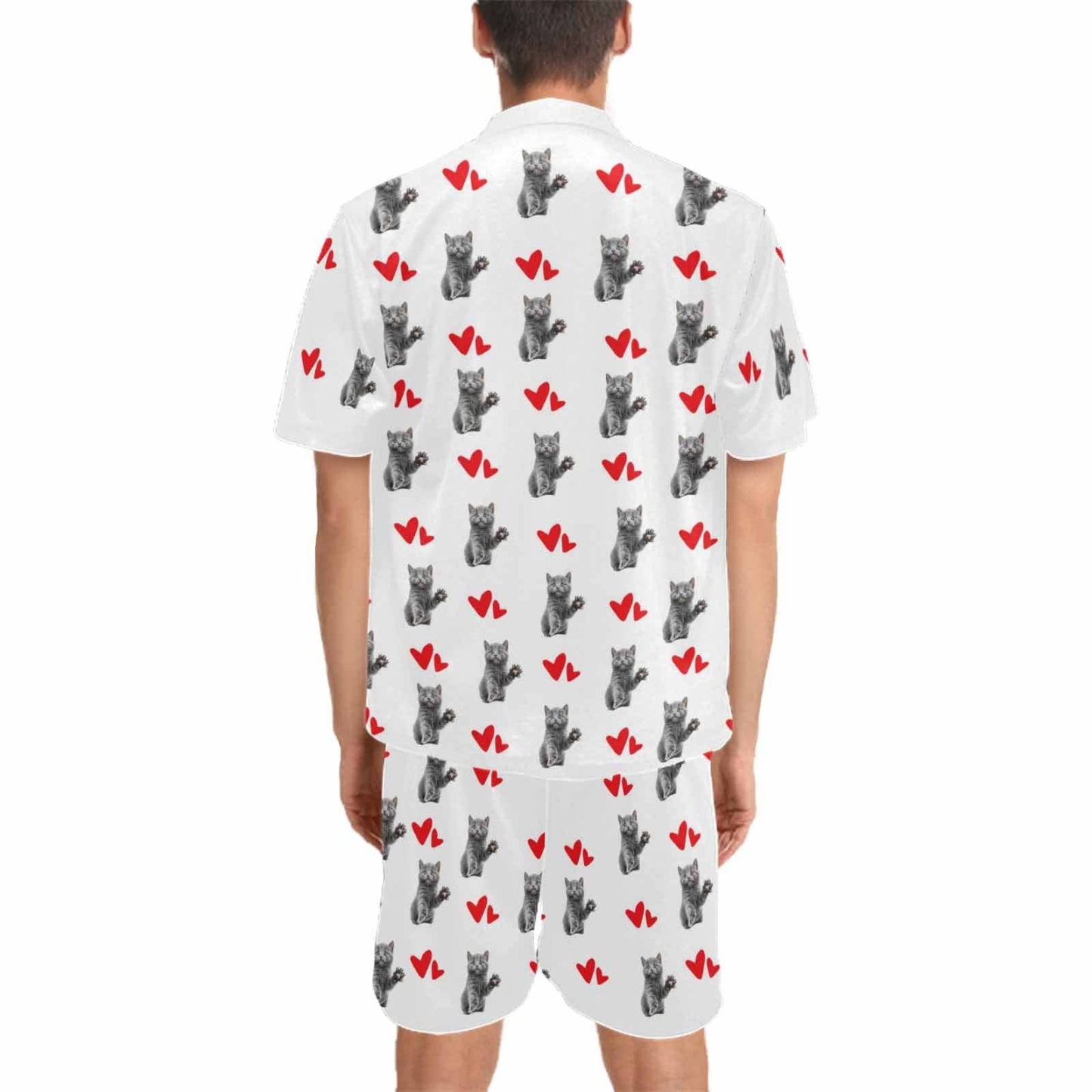 FacePajamas Pet Pajama Custom Men's Short V-Neck Pajama Set Valentine's Day with My Special Sweetheart