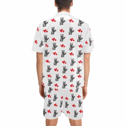 FacePajamas Pet Pajama Custom Men's Short V-Neck Pajama Set Valentine's Day with My Special Sweetheart
