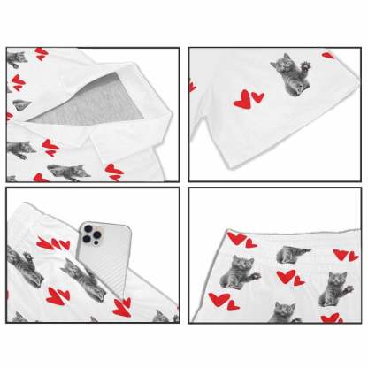 FacePajamas Pet Pajama Custom Men's Short V-Neck Pajama Set Valentine's Day with My Special Sweetheart