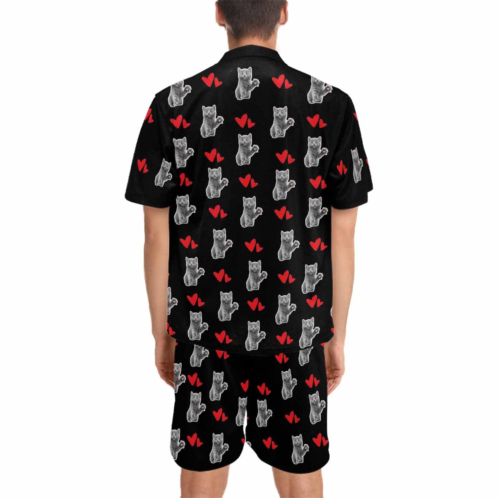 FacePajamas Pet Pajama Custom Men's Short V-Neck Pajama Set Valentine's Day with My Special Sweetheart