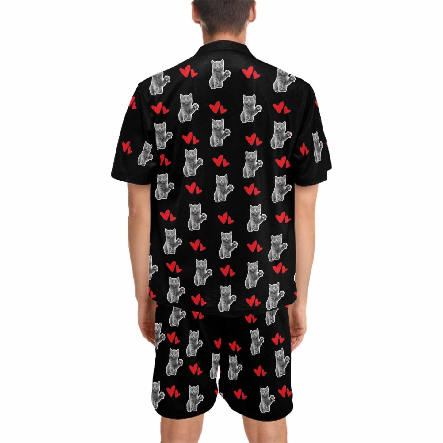 FacePajamas Pet Pajama Custom Men's Short V-Neck Pajama Set Valentine's Day with My Special Sweetheart