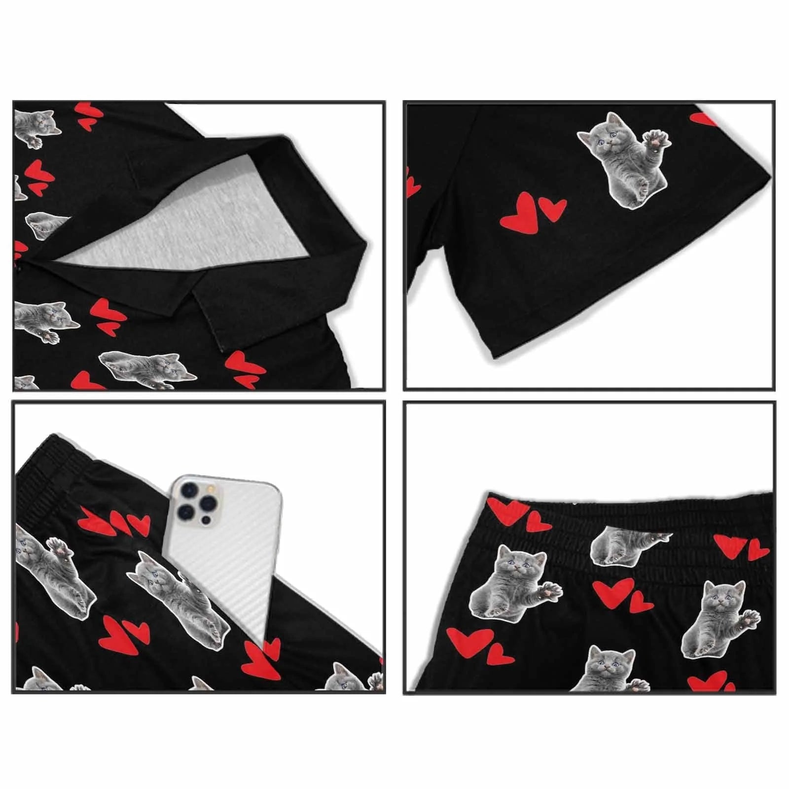 FacePajamas Pet Pajama Custom Men's Short V-Neck Pajama Set Valentine's Day with My Special Sweetheart