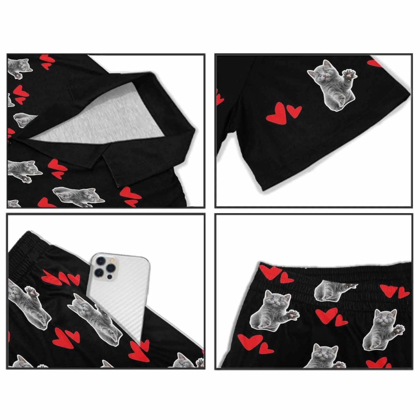 FacePajamas Pet Pajama Custom Men's Short V-Neck Pajama Set Valentine's Day with My Special Sweetheart