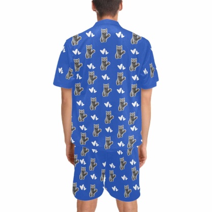 FacePajamas Pet Pajama Custom Men's Short V-Neck Pajama Set Valentine's Day with My Special Sweetheart