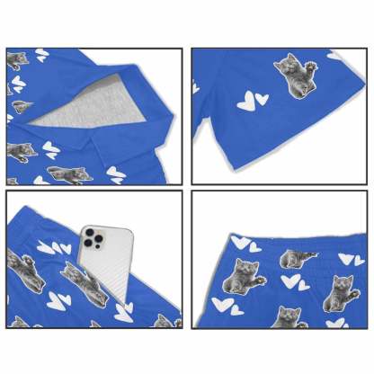 FacePajamas Pet Pajama Custom Men's Short V-Neck Pajama Set Valentine's Day with My Special Sweetheart